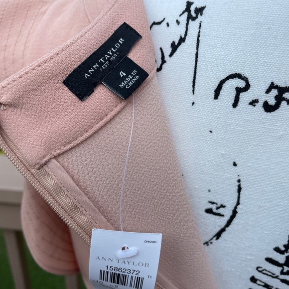 NWT Ann Taylor Loft Pale Pink Peach Ruffle Cap Sleeve Dress Size 4 Wedding Guest - Picture 3 of 6